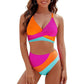 💖Set de costume de baie pentru femei Color-Block Criss Cross Lace Back💥