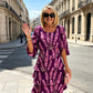 Rochie midi elegantă, în straturi, cu imprimeu floral