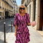 Rochie midi elegantă, în straturi, cu imprimeu floral