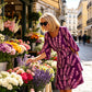 Rochie midi elegantă, în straturi, cu imprimeu floral