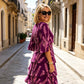 Rochie midi elegantă, în straturi, cu imprimeu floral