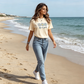 👕 Tricou „Life is Good” — cu imprimeu de margarete, din bumbac 100%, croială lejeră, care transmite un mesaj pozitiv 🌼