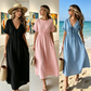 Rochie midi de vară pentru femei, cu decolteu în V și legătură în față