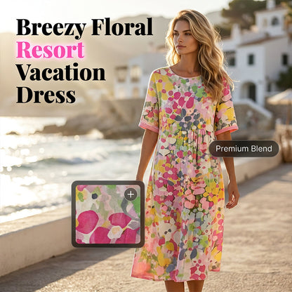 Rochie de vacanță colorată, cu croială lejeră