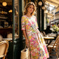 Rochie de vacanță colorată, cu croială lejeră