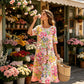 Rochie de vacanță colorată, cu croială lejeră