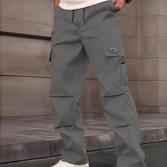 Pantaloni cargo cu croi drept și buzunare multiple pentru bărbați