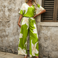 Set pentru femei: top cu imprimeu floral și pantaloni cu croi larg