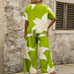 Set pentru femei: top cu imprimeu floral și pantaloni cu croi larg