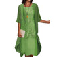 Set de rochie de gală până la genunchi și cardigan pentru femei