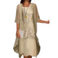 Set de rochie de gală până la genunchi și cardigan pentru femei