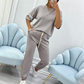 Set de top cu mânecă scurtă și pantaloni pentru femei