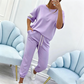 Set de top cu mânecă scurtă și pantaloni pentru femei