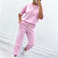 Set de top cu mânecă scurtă și pantaloni pentru femei
