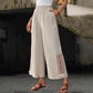 Pantaloni pentru femei cu talie elastică, picioare largi și franjuri