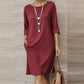 Rochie minimalistă cu mâneci trei sferturi și buzunare