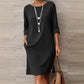 Rochie minimalistă cu mâneci trei sferturi și buzunare