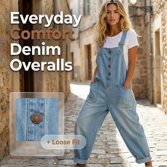 🔥Noutăți și Oferte Speciale - Salopete Denim Casual, Lejere, cu Buzunare pentru Femei