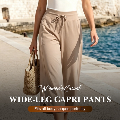 Pantaloni capri largi pentru femei, cu croi larg