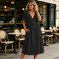 👗Eleganță estivală fără efort – Rochie de vară pentru femei, cu decolteu în V și nasturi☀️