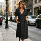 👗Eleganță estivală fără efort – Rochie de vară pentru femei, cu decolteu în V și nasturi☀️