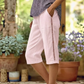 Pantaloni Capri de vară pentru femei cu detalii ajurate din dantelă