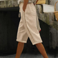 Pantaloni Capri de vară pentru femei cu detalii ajurate din dantelă