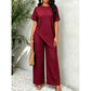 🌺Set compus dintr-un top cu tiv asimetric și o pereche de pantaloni cu croi larg