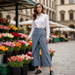 Pantaloni casual scurți din patchwork pentru femei👖