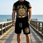 Set tricou și pantaloni scurți pentru bărbați, cu imprimeu Gold Crest