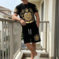 Set tricou și pantaloni scurți pentru bărbați, cu imprimeu Gold Crest