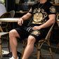 Set tricou și pantaloni scurți pentru bărbați, cu imprimeu Gold Crest