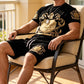 Set tricou și pantaloni scurți pentru bărbați, cu imprimeu Gold Crest