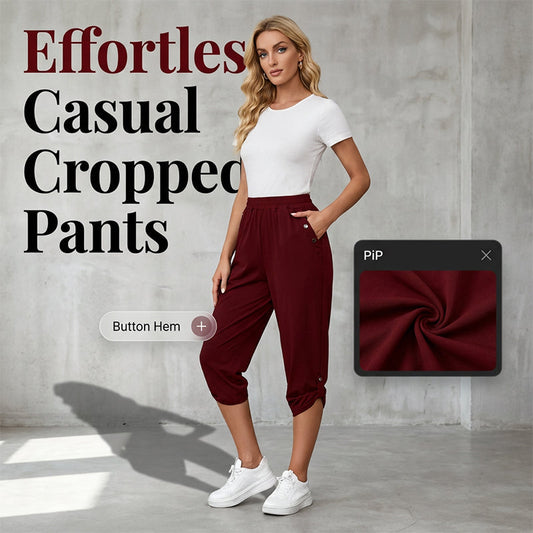 Pantaloni capri casual pentru femei, cu talie elastică