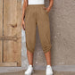 Pantaloni capri casual pentru femei, cu talie elastică