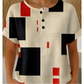 Tricou Henley pentru femei cu imprimeu abstract colorat