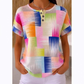 Tricou Henley pentru femei cu imprimeu abstract colorat