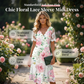 Rochie pentru femei cu imprimeu floral și mâneci din dantelă