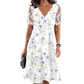 Rochie pentru femei cu imprimeu floral și mâneci din dantelă