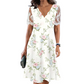 Rochie pentru femei cu imprimeu floral și mâneci din dantelă