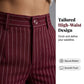 Pantaloni largi cu talie înaltă și dungi, pentru femei