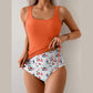 Costum de baie tip tankini cu talie înaltă și imprimeu floral pentru femei