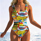 Costum de baie modern pentru femei, cu imprimeu, dintr-o singură piesă