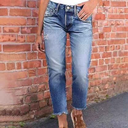 👖Blugi skinny la modă pentru femei, cu efect uzat