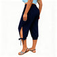 Pantaloni capri casual pentru femei, cu talie elastică