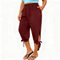 Pantaloni capri casual pentru femei, cu talie elastică