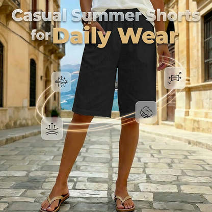 Pantaloni scurți casual, cu croială lejeră și culoare uni