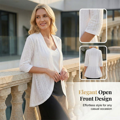 Cardigan pentru femei, ușor, pentru vară, cu ochiuri