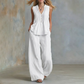 Set elegant de bluză fără mâneci și pantaloni, cu croială lejeră