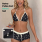 👙Set de bikini cu bretele în stil halter cu buline – stil retro, material elastic, slip tip boxeri 🌊